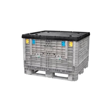 Monoflo International Monoflo Folding Bulk Shipping Container Lid BC4845LID - 48"L x 45"W Black BC4845-LID